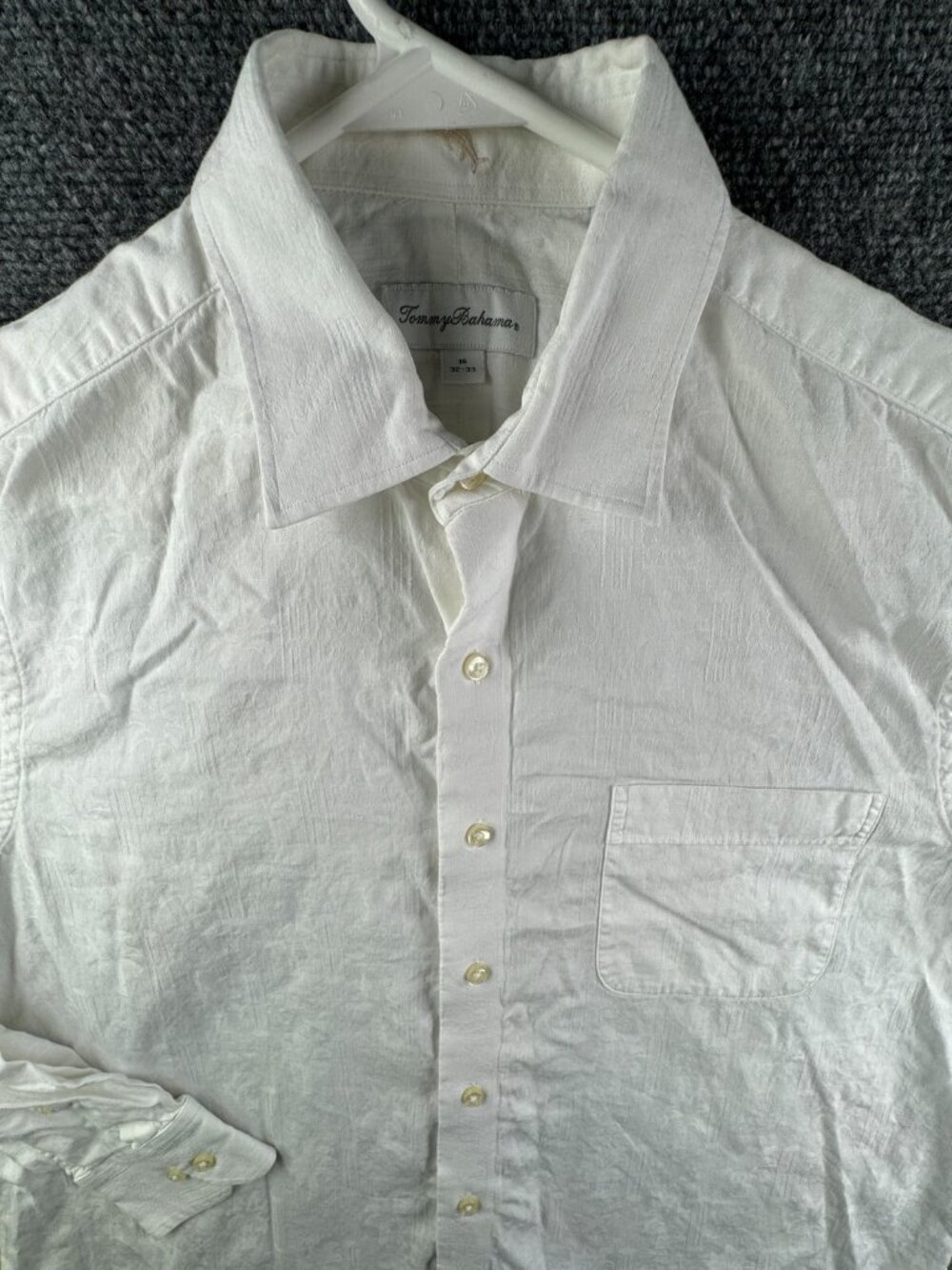 Tommy Bahama Long Sleeve Button Up Dress Shirt Adult White 16 32/33 Cotton Men